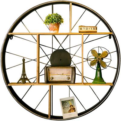 China Industrial Detachable Vintage Style Iron Wheel Rack Wall Hanging Restaurant Ding Room Wall Decorations Wall Bulkhead Bracket for sale