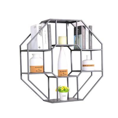 China European Style Wall Hanging Storage Retro Mordern Furniture Iron Wall Shelf Partition Wall Living Room Decoration Display Rack for sale