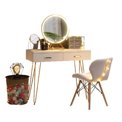 China China Factory Wholesale Modern Dresser Light Bedroom Furniture Vanity Table Luxury Metal Makeup Table With Mirror for sale