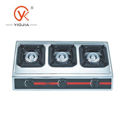 China Household 3 Burner Tabletop Gas Stove with Stainless Steel (Jk-308Shipping and Handling) for sale