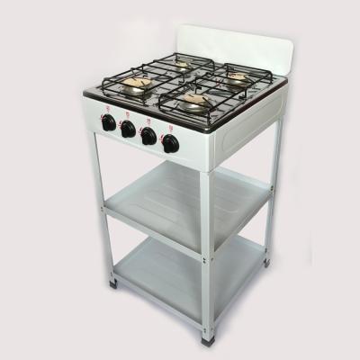 China Household Standing 4 Burner Gas Cooker With Shelf for sale