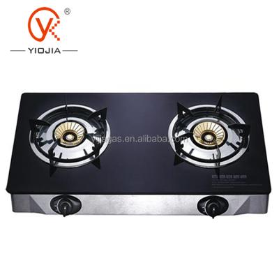 China Hotel 2 Burner Glass Gas Stove /cheap glass cooker for sale