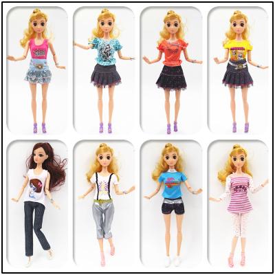 China Cartoon Toy 11.5-12 Inches Fashion Two-Piece Short Sleeve Flower Skirt Top Pants Barbie Doll Clothes Accessories Toys For Kids Gifts for sale