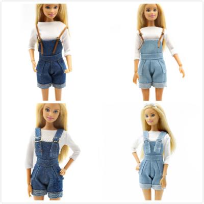 China Overall White Barbie Doll Toy Clothes Accessories Cartoon Toy 11.5inches Summer New Design Cotton T-shirt Denim For Children As Birthday Gifts for sale