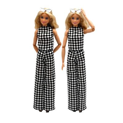 China Toy 11.5-12inches Cartoon Doll Printing Denim Pants Back T Suit Sleeveless Short Fashionista Little Barbie Doll Clothes For Doll Kids Play for sale