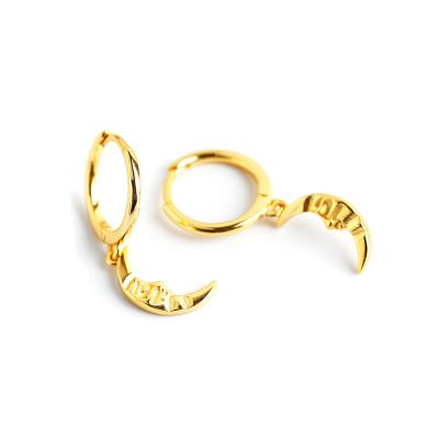 China 1.5g 925 Sterling Silver Jewelry Unique Moon Cute Design Circle Earring For Women for sale