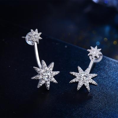 China 925 Sterling Silver Cute Zircon High Quality Statement Jewelry 5A Diamond Octagonal Star Stud Earrings Geometric For Women for sale