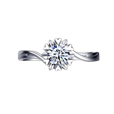 China Romantic Classic Snowflake Diamond Ring S925 Silver Female Sterling Engagement Ring for sale