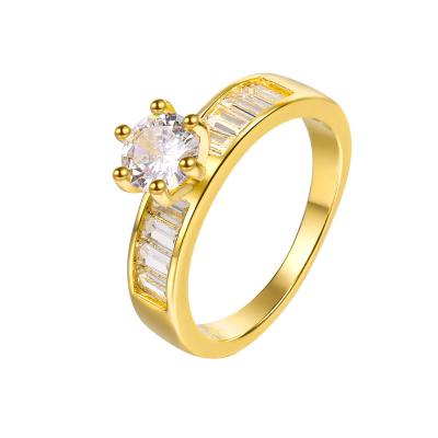 China Ethnic Fashion Ring Gold Thin Layer Women's Copper Diamond Ring Wedding Ring Jewelry Wholesale for sale