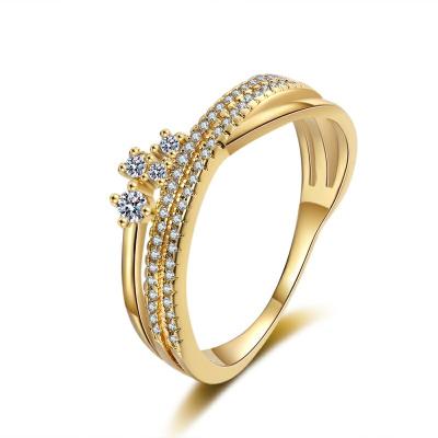 China Best Selling Romantic Fashion 18K Gold Rings Women's Wedding Rings Copper Zircon Jewelry for sale