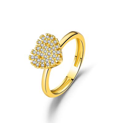 China Romantic Wholesale Jewelry Luxury Heart rings18K Gold Plated CZ Zircon Women's Wedding Ring for sale