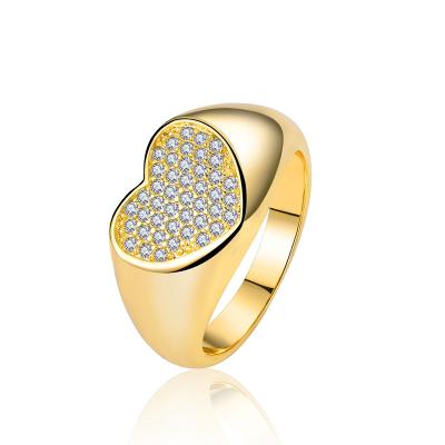 China CLASSIQUE 2022 Fashion Woman Big Heart Chunky Heart Ring High Quality Gold Plated Diamond Jewelry Ring for sale