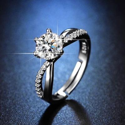 China Romantic Moissanite Ring Ins Female Does Not Fade Can Be Adjusted Student Couple Ring Diamond One Carat Diamond Ring For Girlfriend for sale