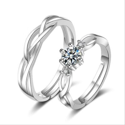 China 925 Sterling Silver Couple Rings Romantic Men's and Women's Diamond Rings Men's Rings for sale