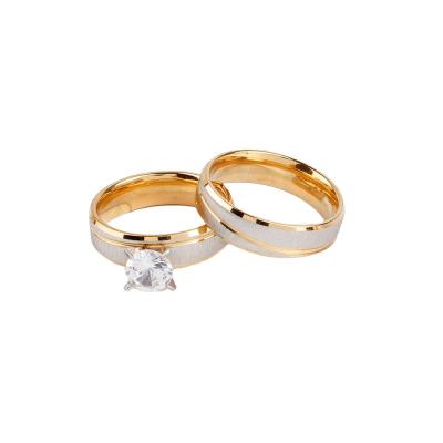 China Romantic Wholesale Gold Plated Wedding Rings Jewelry Women Couple Ring Set for sale