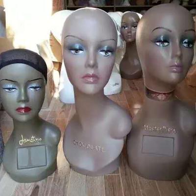 China With Wig 2020 New Arrival PVC Body Half Shoulder Mannequin Heads for sale