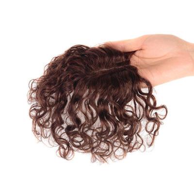 China Wholesale Hot Selling Natural Real Hair Correction For Women Short Head Spare Cover White Hair Correction On Top Curly Hair Piece for sale