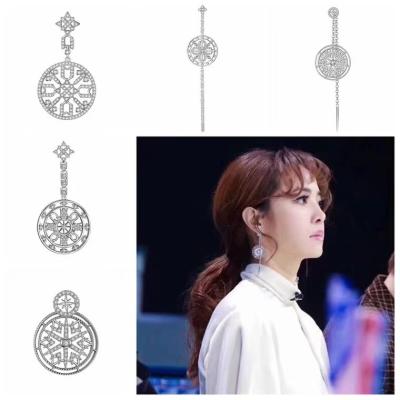 China Large Sterling Silver Cubic Zirconia Drop Earrings Hollow Out Snowflake for sale