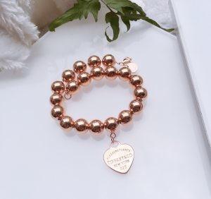 China Custom Fine Beaded 14k 18k Gold Ball Chain Bracelet 925 Sterling Silver Heart charm for sale