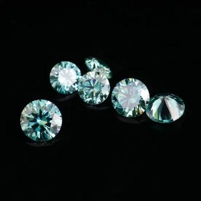 China Round Brilliant Cut Blue Loose Moissanite Gemstones VVS2 VS1 Clarity for sale