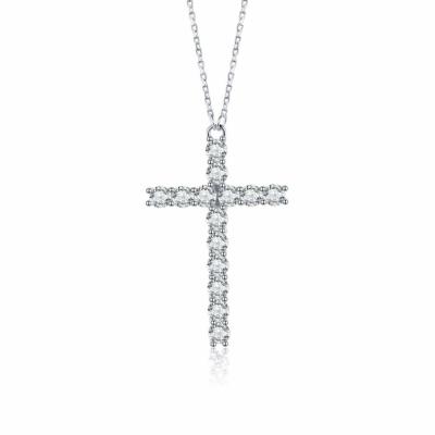 China Custom 925 Sterling Silver Moissanite Cross Necklace Jewelry Pendant Brilliance cut for sale