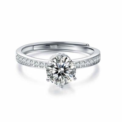 China Round Moissanite Jewelry Women 1carat Moissanite Platinum Engagement Rings for sale