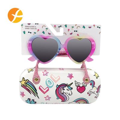 China Wearable Current Trend Kids Girls Kids Multi Color Heart Sunglasses Shades for sale