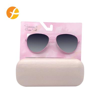 China Portable Stylish Pink Tinted Toddler Kids Girls Shades Sunglasses and Hard Case Set for sale