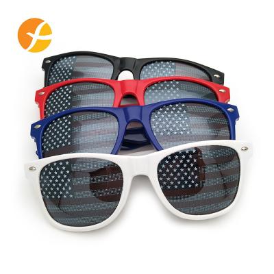 China Durable Custom Logo PC America Country FlagSunglasses Promotion Pinhole Sticker Sun Glasses With Sticker for sale