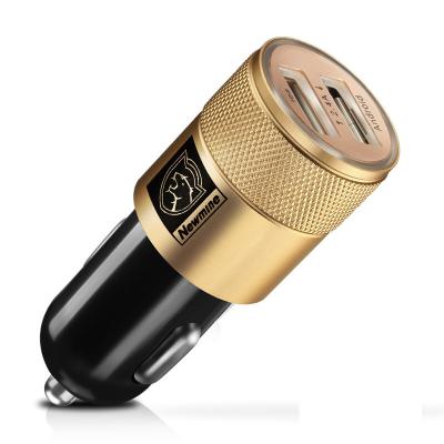 China Hot Selling 2.4A Charger Dual Color Optional Mobile Phone Metal Dual USB Car Charger for sale