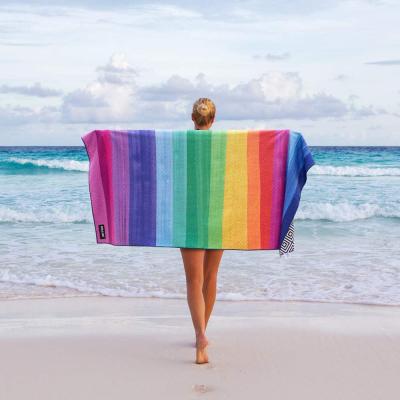 China Wholesale Custom Compressed Private Label Rainbow Printed Free Absorbent Soft Sand Beach Towel Waffle for sale