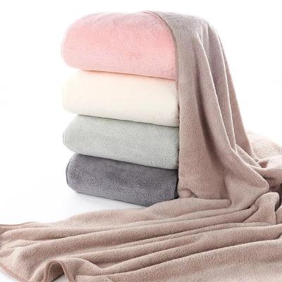 China Coral White Microfiber Absorbent Soft Polyester Fleece Bath Hand Towel Gift Set of 2 for sale