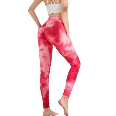 China High-Waist Explosive Breathable Hip-Raise Tight-Fitting Sports Fitness Running Tie-Dye Jacquard Bottoming Yoga Pants Women for sale