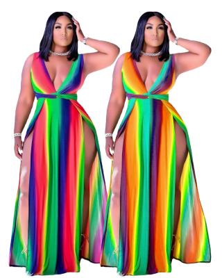 China New Arrival Summer Spring Women Long Dresses Anti-Static Loose Multicolor Swing Sleeveless Big Dresses for sale