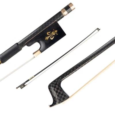 China Good Quality 4/4 Braided Carbon Fiber Violin Bow Ebony Frog Well Balance White Horse Hair Student Practice Bow for sale