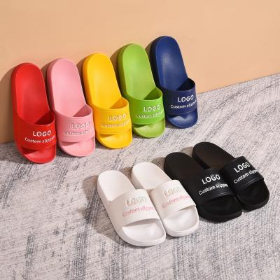 China 2021 New Design Cushioning Embossed Slides Shoes Custom Printing Logo Mens Slippers Slippers PU Mens Slippers for sale