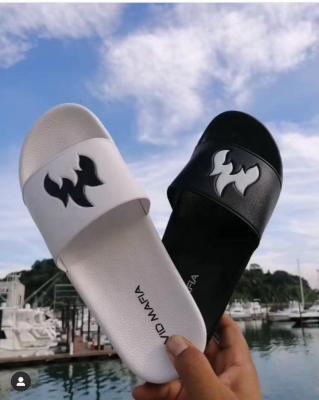 China Cushioning High Quality Rubber Slippers Slides Shoes Unisex Custom Embossed Summer Beach Sandals With Logo for sale