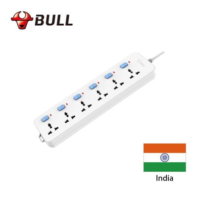 China Latest Easy Installation India South Africa Standard 6 Way 6 Producing Switch 3m Power Cord Extension Power Strip Socket Surge Protector for sale