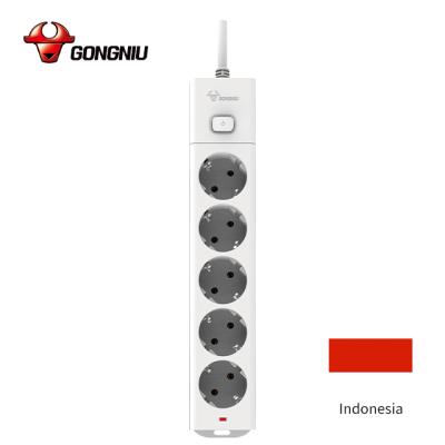 China Hot Indonesia 1.5M extension cord easy installation, 5 groups of extension socket, standard EU electrical outlet socket for sale