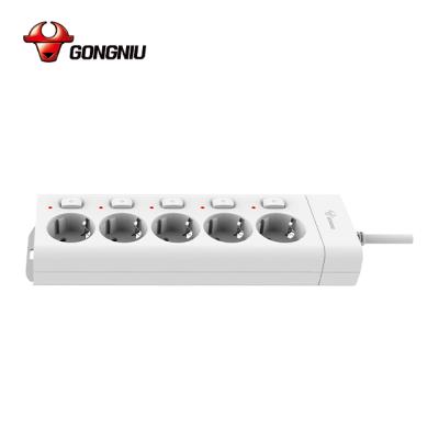 China Indonesia 5 Gang Installation Electrical Outlet Surge Outlet EU Protector Socket 5m Power Extension Cord Easy In Use 5 Gang Durable Switch for sale