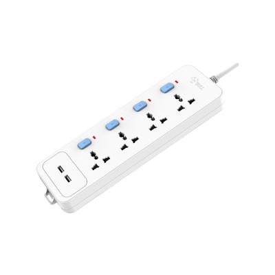 China 2021 Best Easy Installation EU 10A Multi Switched With 4 Way Plug Socket And USB Electric Power Multi Plug 1.8m Power Cord Surge Protector for sale