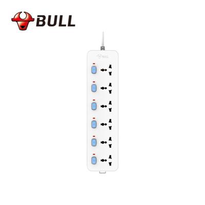 China Easy Installation Cambodia EU Standard 6 Way 6 Way Switch 5m Power Cord Extension Outlet Power Socket Strip for sale