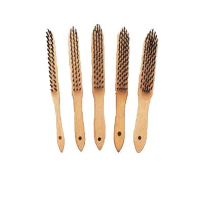 China Long Life Low Cost Beech Wood Wire Brush SS Wire Brush Black Wood Handle for sale