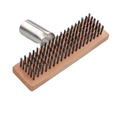 China Hot Selling High Grade American Style Folder Brush Cleaning Wood Wire Brush Handle Wire Brush With Scraper for sale