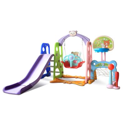 China New Indoor Playground Classic 5 In 1 Multifunctional Style Indoor Kids Playground For Kids Plastic Slides Kids Slide Outdoor Swing for sale