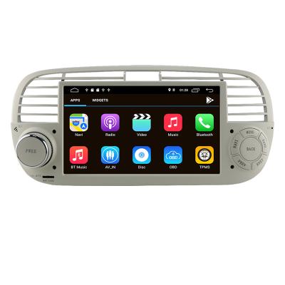 China 7 Inch Car Autoradio Quad Core Remote Control 2+32 Android 10.0 In Dash Unit Black For Fiat 500 Car Radio WIFI GPS Carplay SatNav for sale