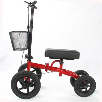 China Aluminum Folding Knee Walker 4 Wheels Knee Scooter With Basket And Seated Knee Pad 400LBS for sale