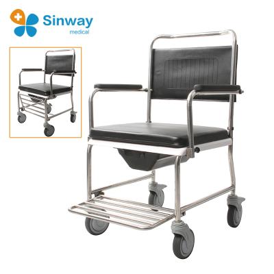 China 51 Cm Comfortable Durable Movable Shower Commode Chair Bariatric Seat For Elderly for sale