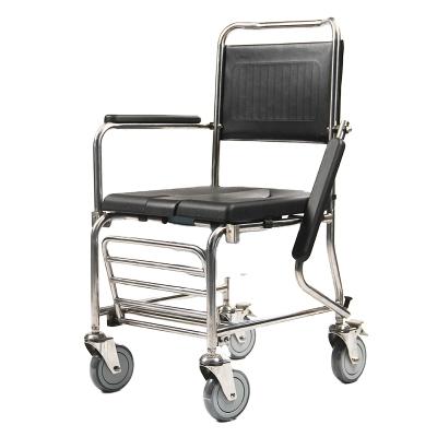 China Stainless Steel Material Width Three Height Bariatric Mobile 3-in-1 Commode 304 51cm Seat Chair for sale