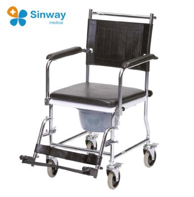 China Steel Portable Rolling Shower Commode Chairs For Handicapped for sale